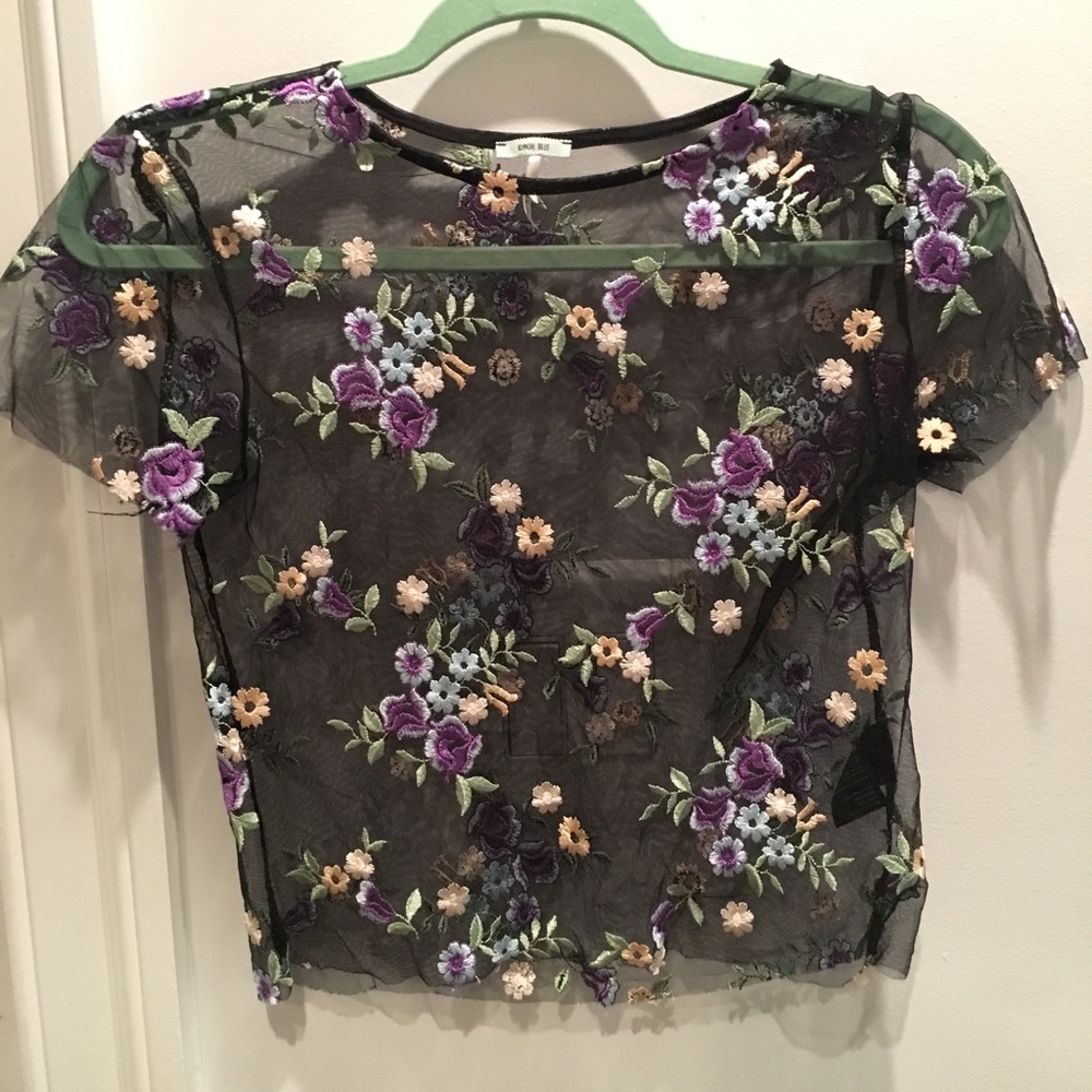 Kimchi Blue mesh floral crop top size S
